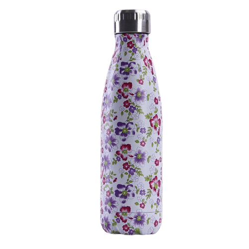 Bouteille isotherme inox motif fleur rose 500 ml - Glacière et sac