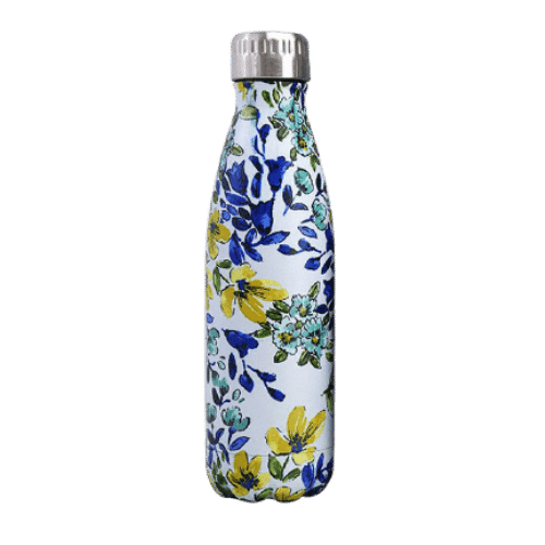 bouteille isotherme motif fleurs colorées sauvages