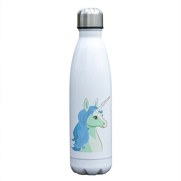 bouteille isotherme motif licorne crinière bleue