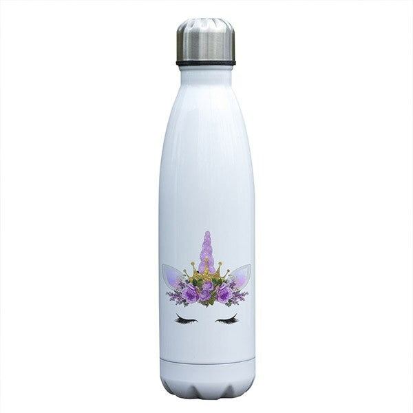gourde inox licorne princesse avec couronne et fleurs