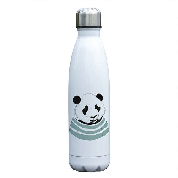 bouteille isotherme au motif panda au tee shirt vert