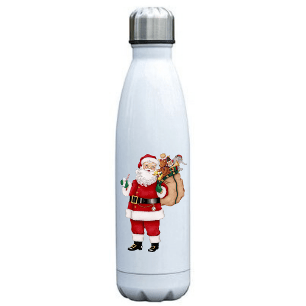 bouteille isotherme pere noel avec hotte à cadeaux