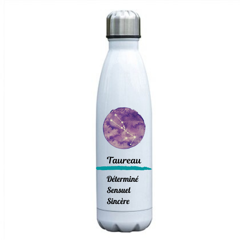 signe du zodiaque taureau bouteille isotherme