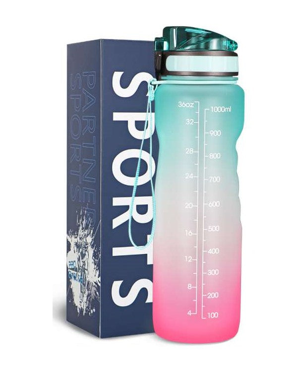 Bouteille de sport réutilisable couleur rose vert