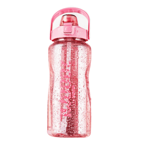 bouteille transparente rouge