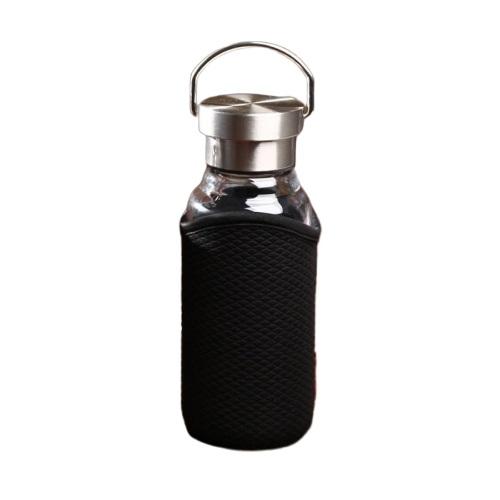 gourde en verre noire bouchon inox