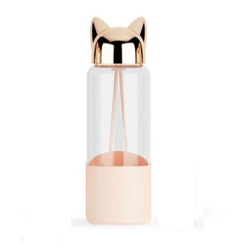 gourde rose en verre motif chat