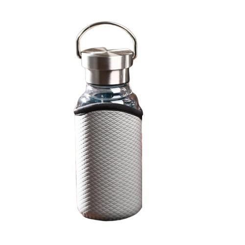 gourde en verre grise bouchon en metal