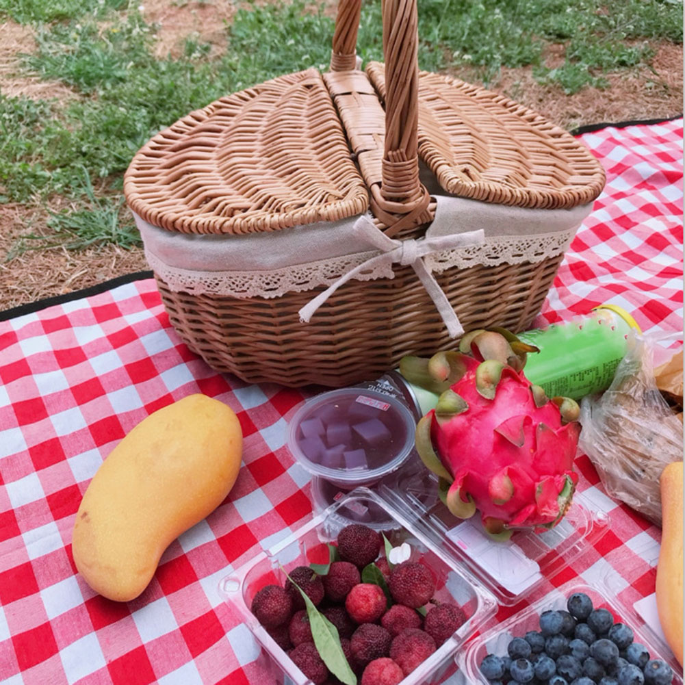 panier rond en osier pour picnic repas