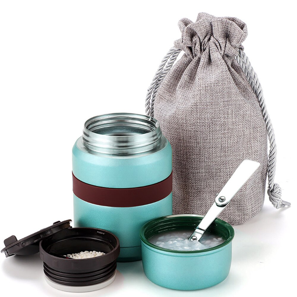 repas boite à soupe bleue en acier inoxydable