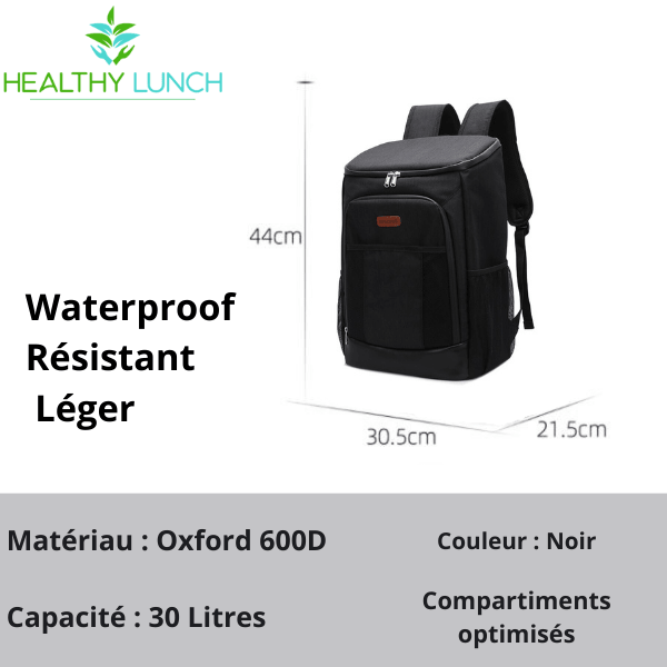 caractéristiques sac à dos isotherme noir 30 litres