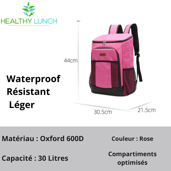 caractéristiques et informations sac à dos isotherme rose