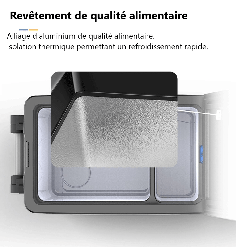 glaciere electrique 40 litres interieur aluminium sans BPA