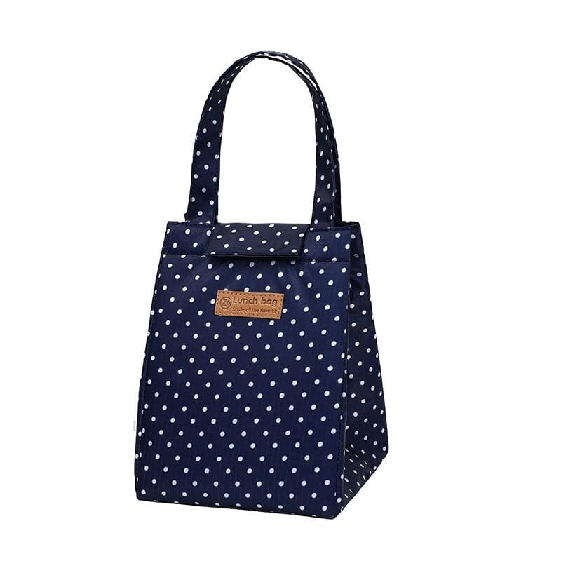 Sac à lunch isotherme bleu à pois