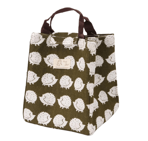 Sac lunch box marron motif hérisson