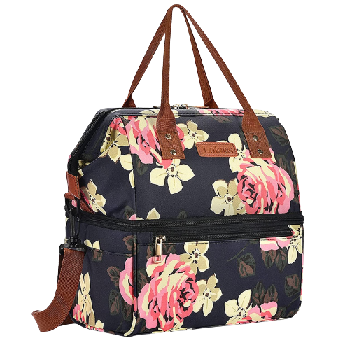 Lunch bag isotherme fleurs roses