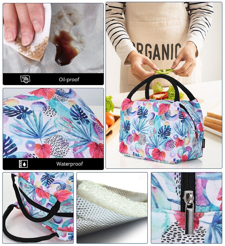 Sac repas isotherme motif fleuri leakproof