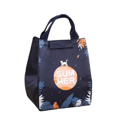 Sac à lunch isotherme noir motif tropical