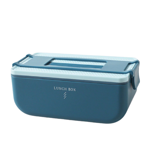 Lunch Box Isotherme Inox Bleu couvercle transparent 2 étages