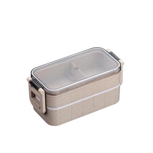 lunch box deux compartiments couleur beige rose