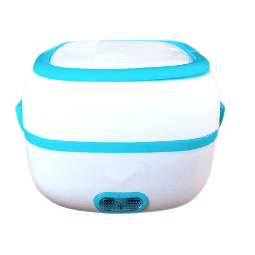 lunch box chauffante electrique carre couleur bleue