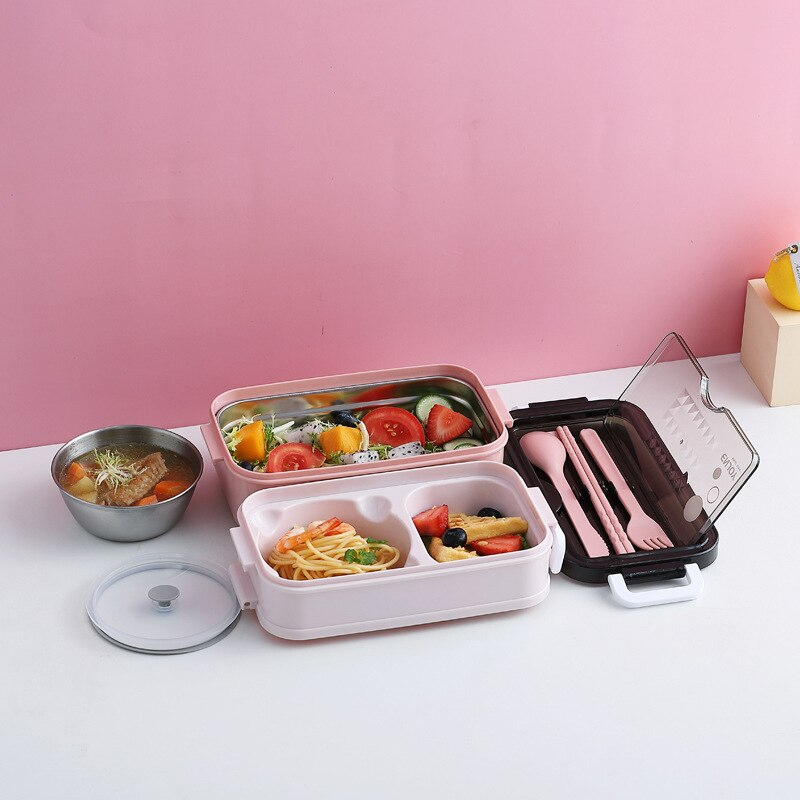 lunch box rose compartimentée