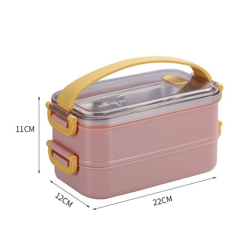 boite a repas confort rose deux etages avec dimensions