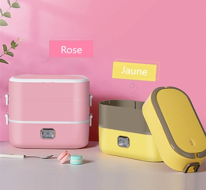 Lunch box electrique rose et jaune