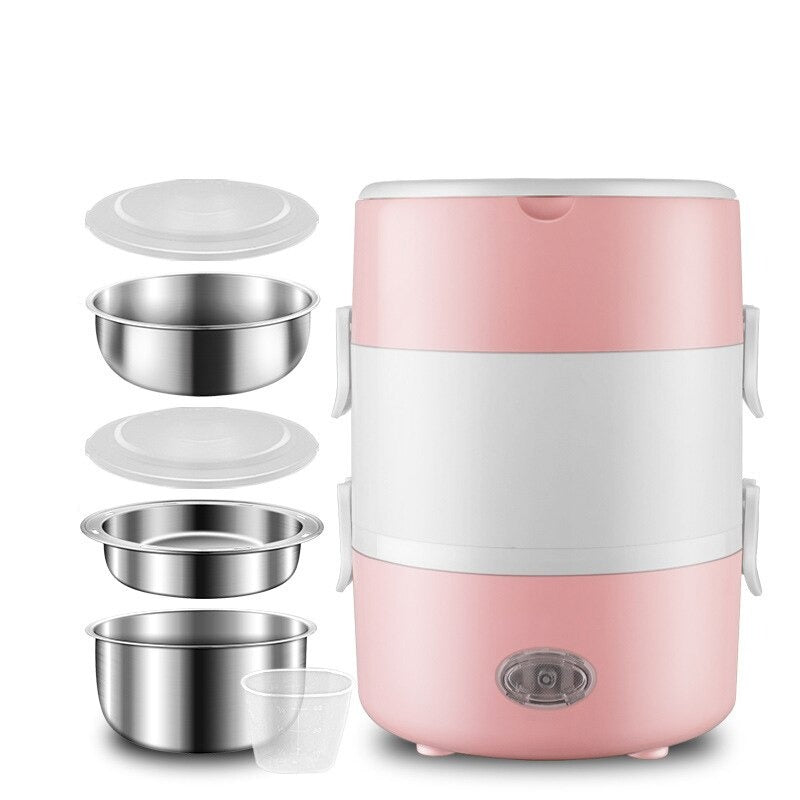 lunch box chauffante rose a trois compartiments