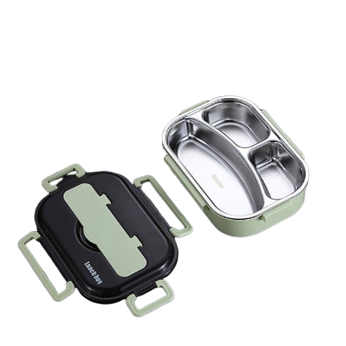 lunch box acier inoxydable verte trois compartiments