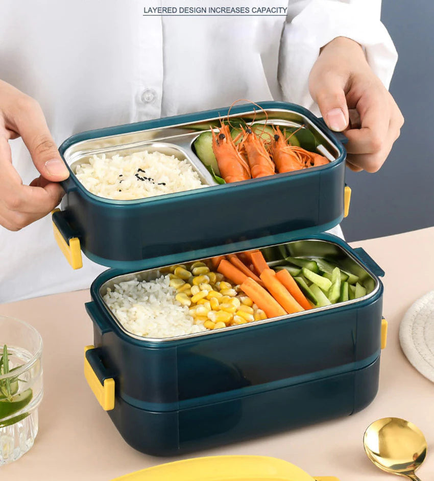 Lunch Box Inox Bleue Étages