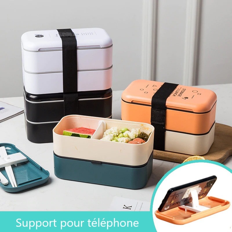 lunch box bento japonais couleur noire blanche bleue orange