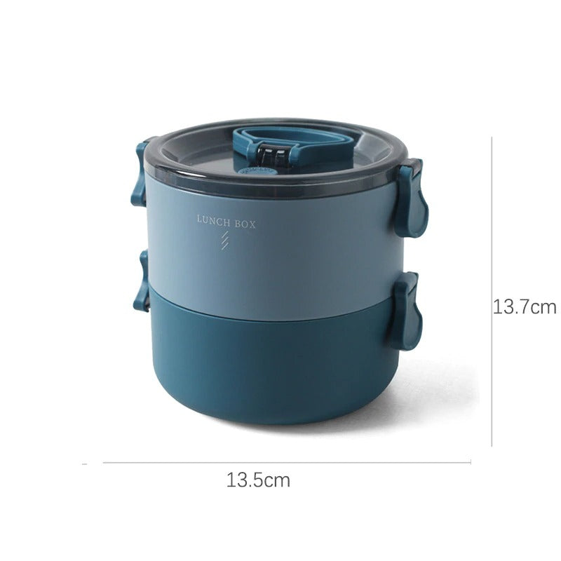 lunch box isotherme ronde bleu deux etages dimension