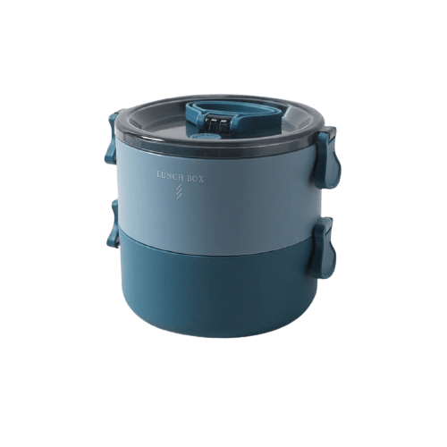 lunch box isotherme ronde bleu deux etages