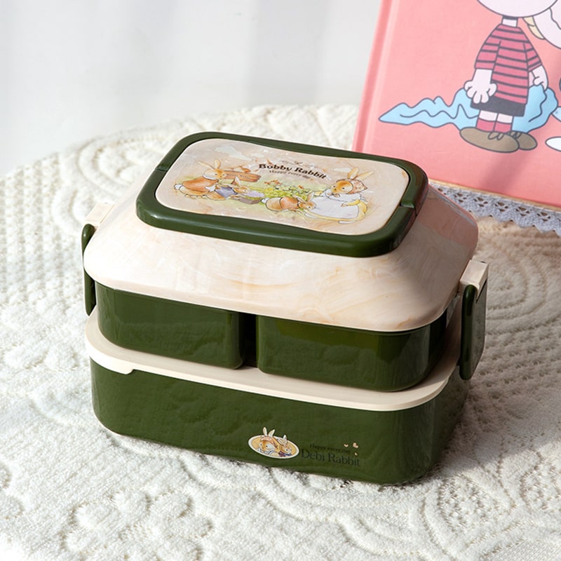 lunch box verte enfants lapin détails