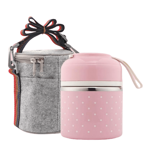 Lunch box isotherme rose un compartiment avec sac