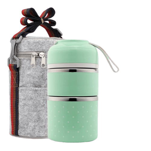Lunch box isotherme verte deux compartiments avec sac