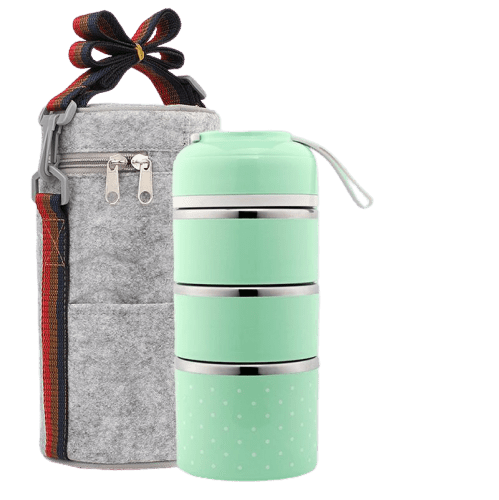 Lunch box isotherme verte trois compartiments avec sac