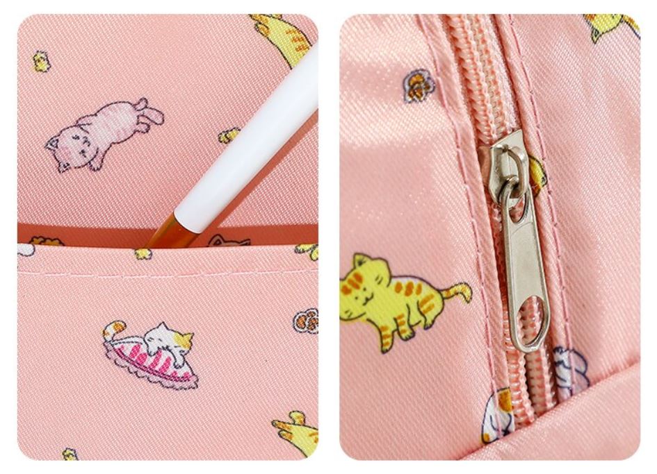 couture et fermeture éclair du sac isotherme motif chat