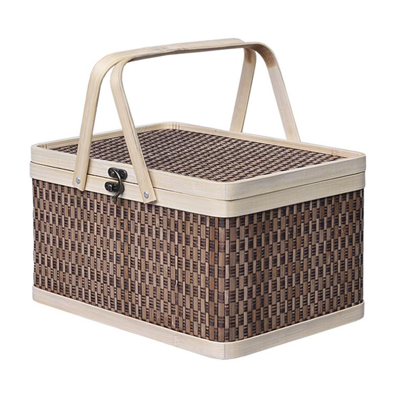 panier pique nique bambou naturel