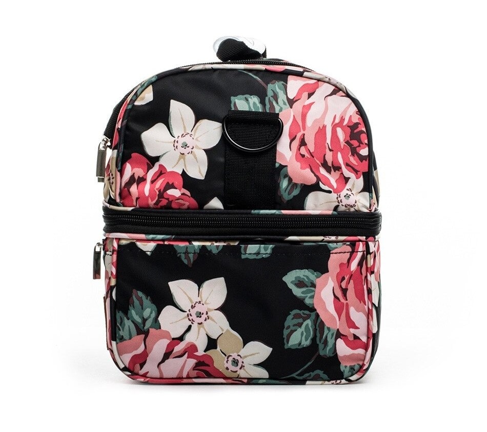 glacière souple noir motif fleurs