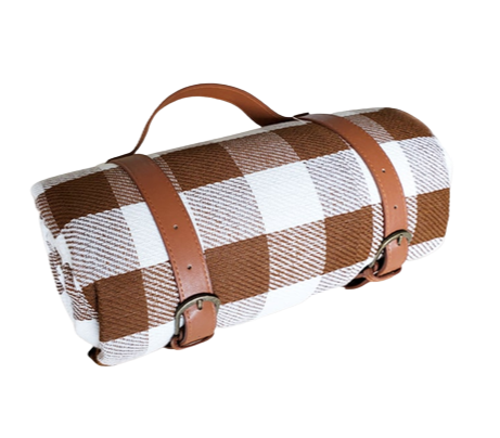 grand tapis picnic marron blanc