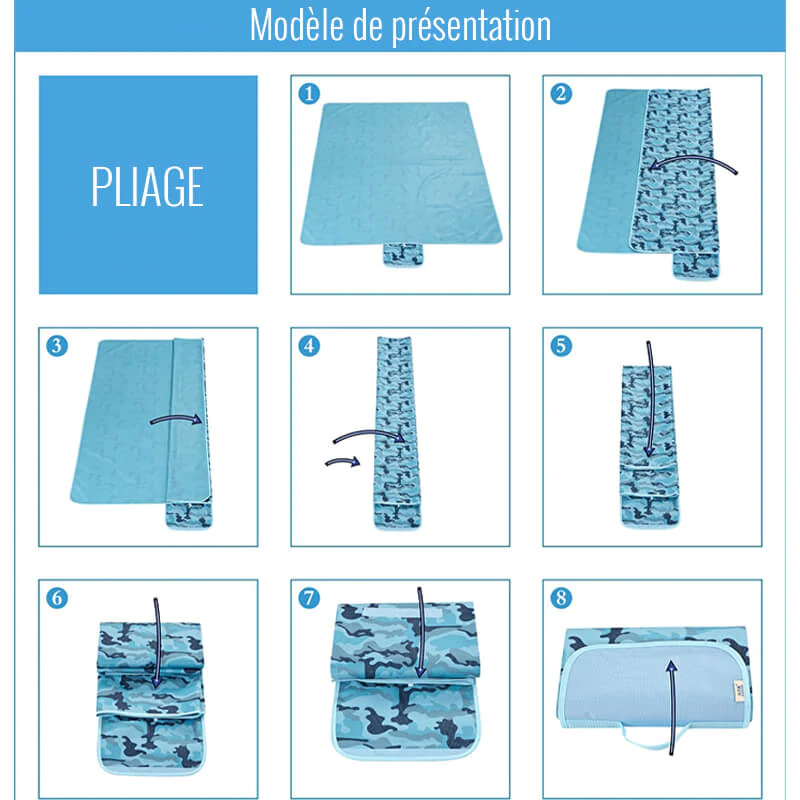 pliage facile tapis picnic