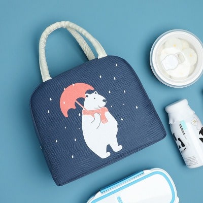 sac dejeuner isotherme motif ours blanc