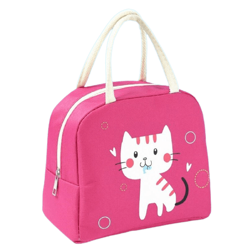 sac isotherme repas enfant rose motif chat