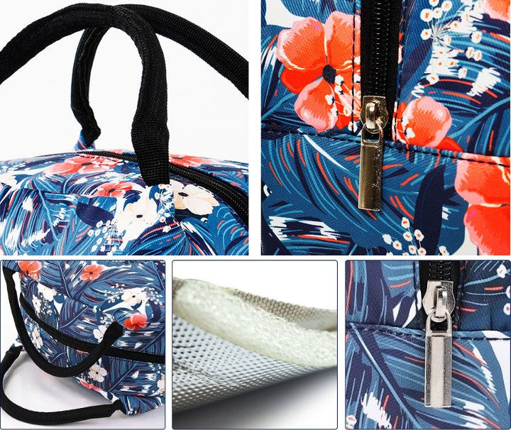 detail sac isotherme repas fleurs sauvages