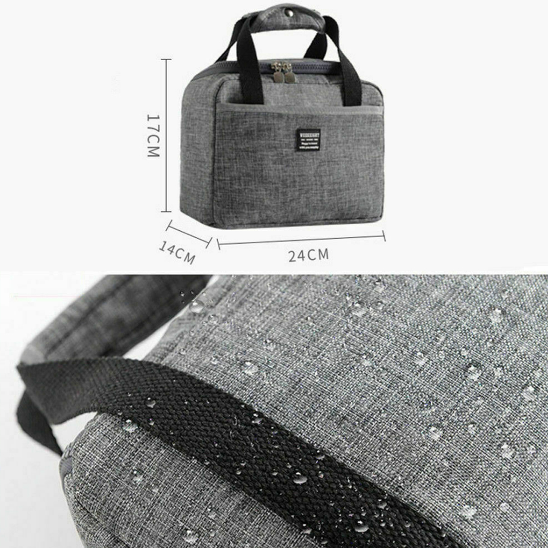 sac isotherme repas gris avec dimensions