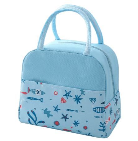 sac isotherme repas couleur bleu motif poisson