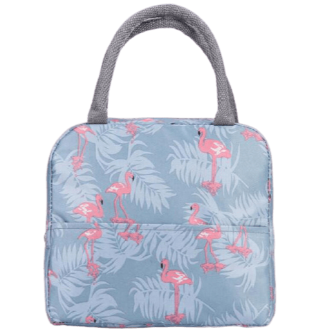 sac isotherme pour repas motif flamants roses et fleurs tropicales