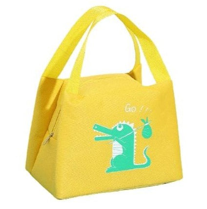 sac isotherme jaune pour repas avec crocodile vert